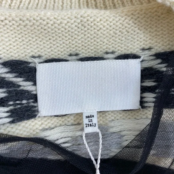 Maison Margiela NWT Ivory Black Zig Zag Mesh Panel Sleeveless Sweater Size 40